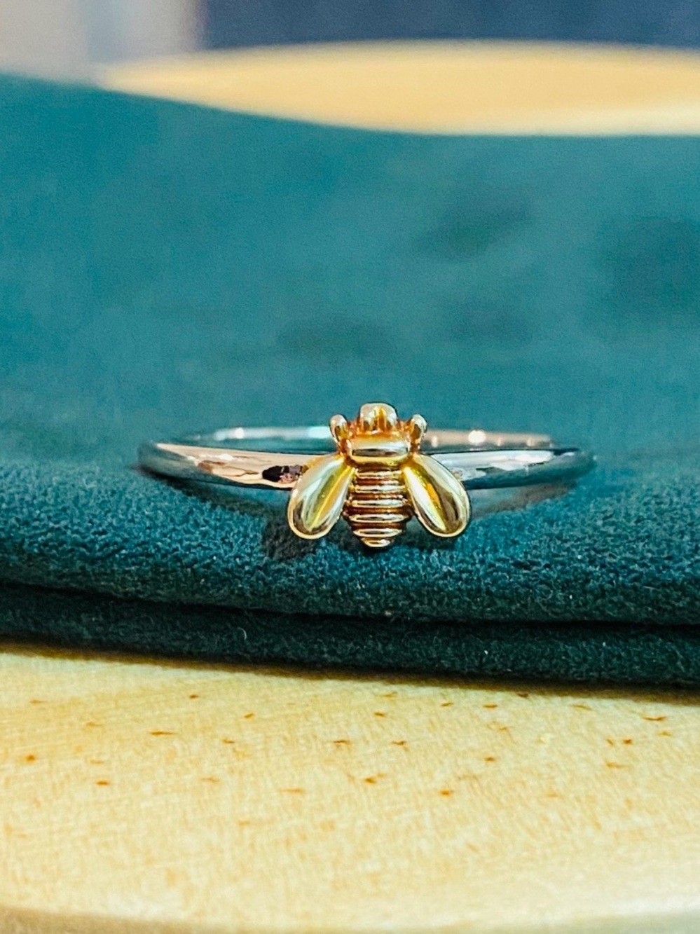 Gold Bee Accent Ring - Two-Tone Silver Band